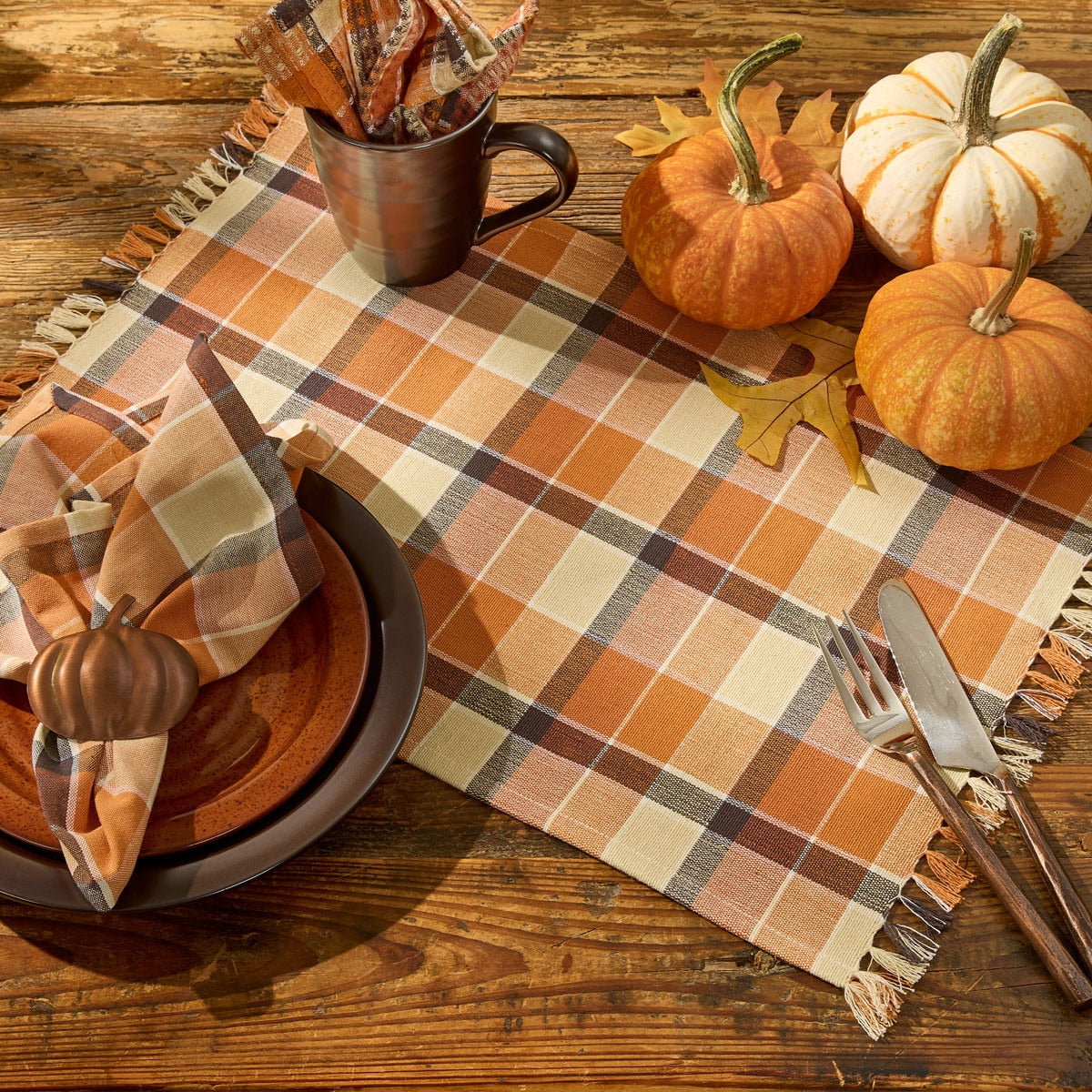 Rustic Fall Porch Placemats - Plaid  Set of 4 Park Designs