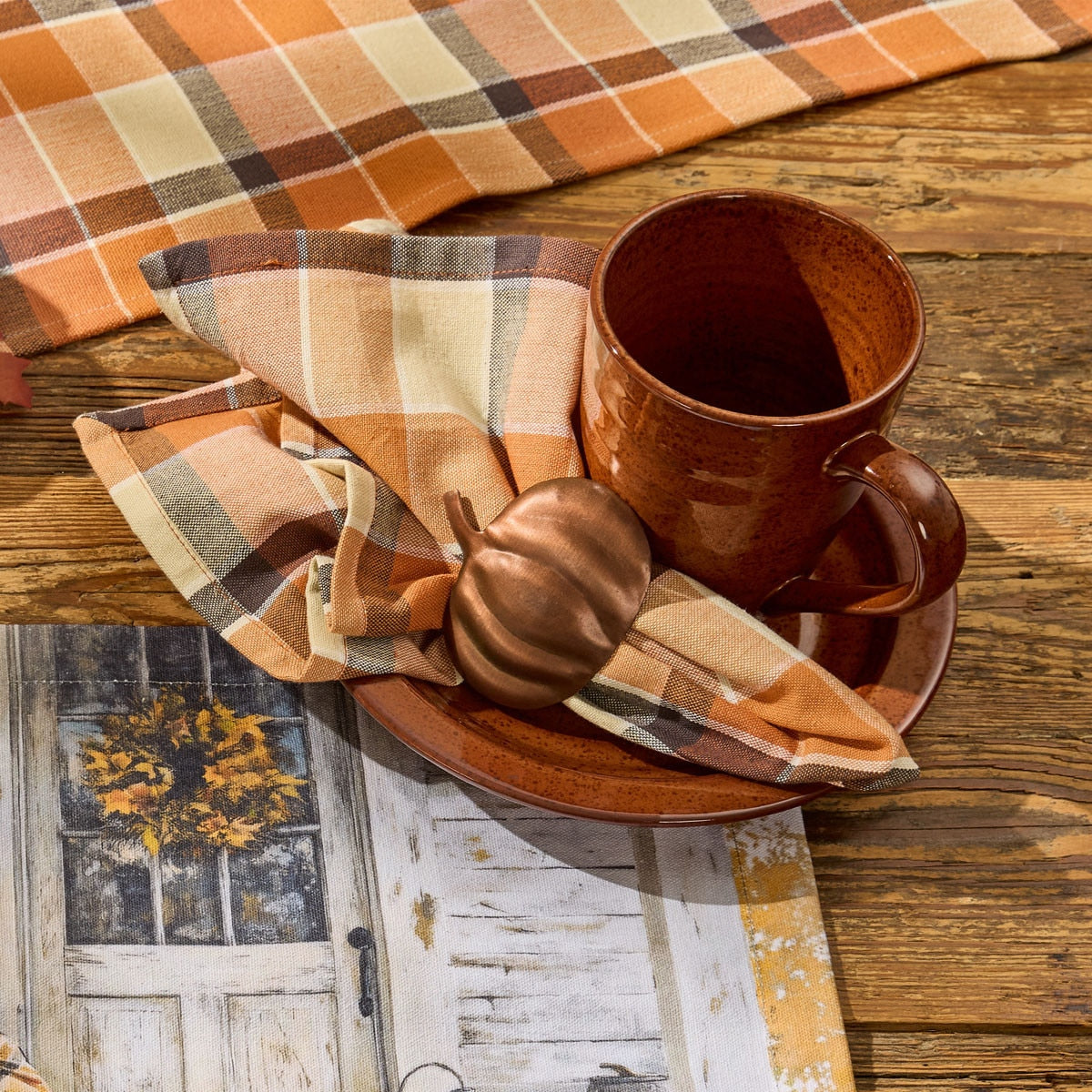 Rustic Fall Porch Napkins - Plaid Set of 6 Park Designs