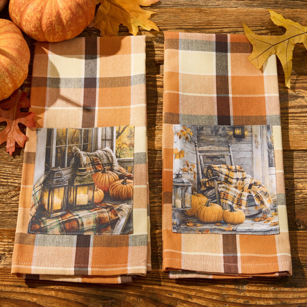 Rustic Fall Porch Lantern Patch Dishtowel - Park Designs