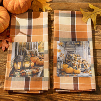 Rustic Fall Porch Lantern Patch Dishtowel - Park Designs
