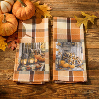 Rustic Fall Porch Lantern Patch Dishtowel - Park Designs