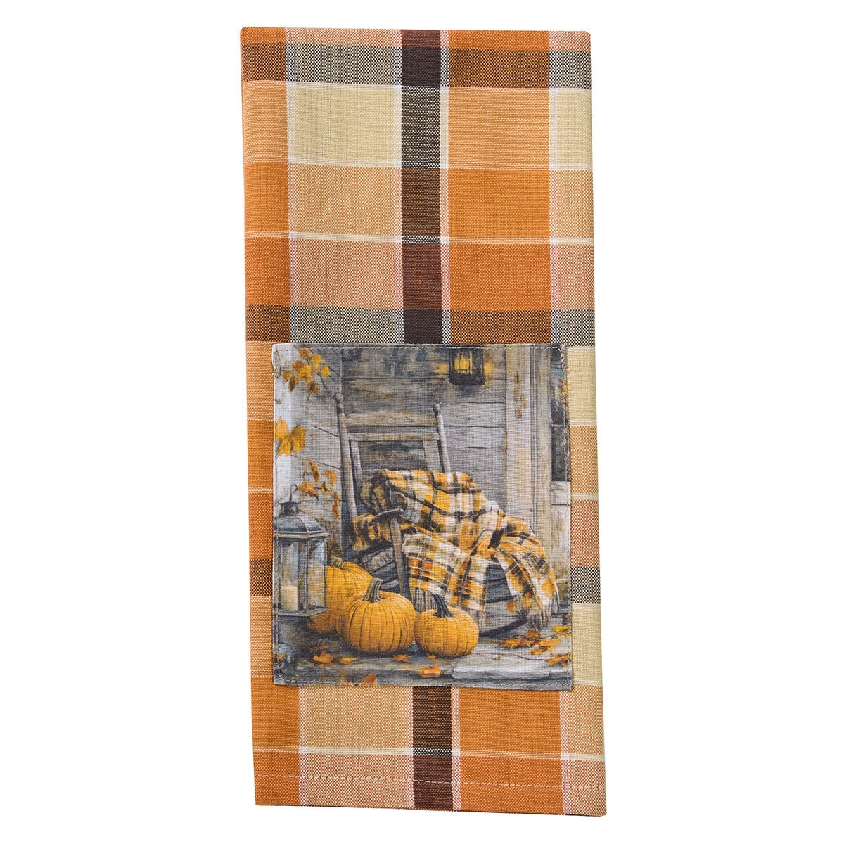 Rustic Fall Porch Rocking Chair Patch Dishtowel - Park Designs