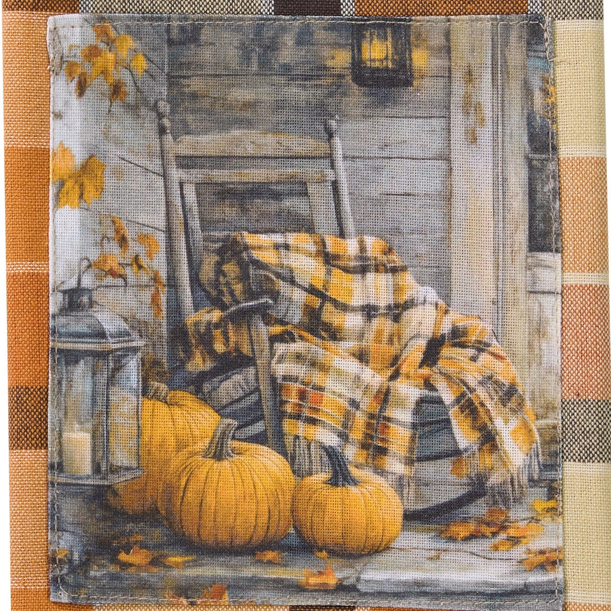 Rustic Fall Porch Rocking Chair Patch Dishtowel - Park Designs