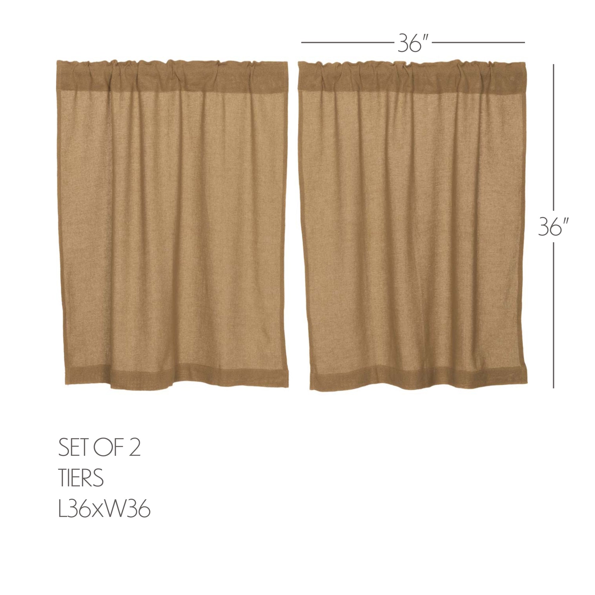Burlap Natural Tier Curtain Set of 2 L36xW36