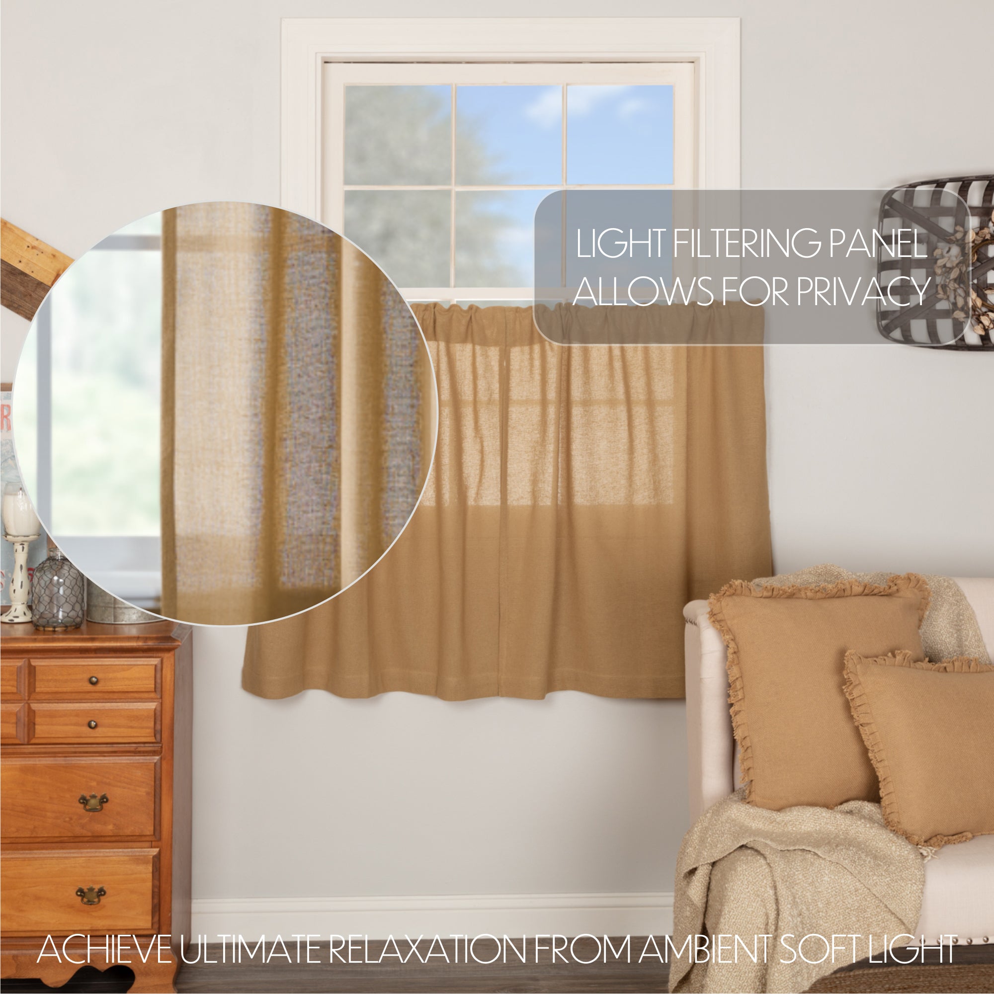 Burlap Natural Tier Curtain Set of 2 L36xW36