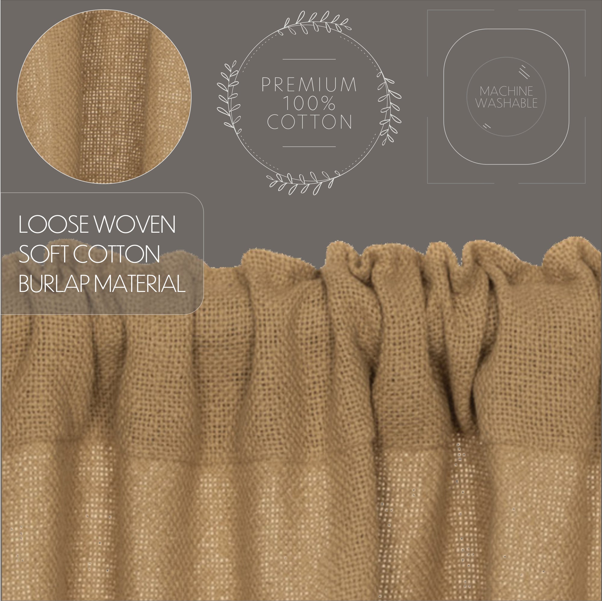 Burlap Natural Tier Curtain Set of 2 L36xW36