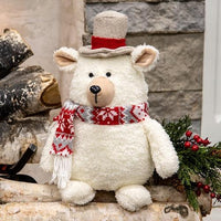 Nordic Red Gray Top Hat Bear - The Fox Decor