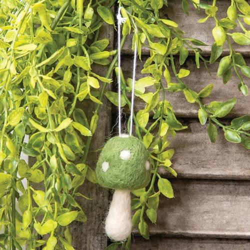 Green Felted Mushroom Ornament - The Fox Decor