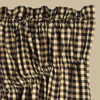 Black Nutmeg Heritage House Check Black Gathered Swag Lined - Interiors by Elizabeth