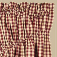 Barn Red Nutmeg Heritage House Check Barn Red Gathered Swag Lined - Interiors by Elizabeth