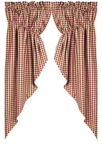 Barn Red Nutmeg Heritage House Check Barn Red Gathered Swag Lined - Interiors by Elizabeth