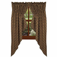 Black-Tan Marshfield Jacquard Gathered Swag - Lined - Interiors by Elizabeth
