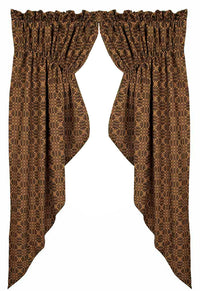 Black Tan Marshfield Jacquard Gathered Swag Lined - Interiors by Elizabeth