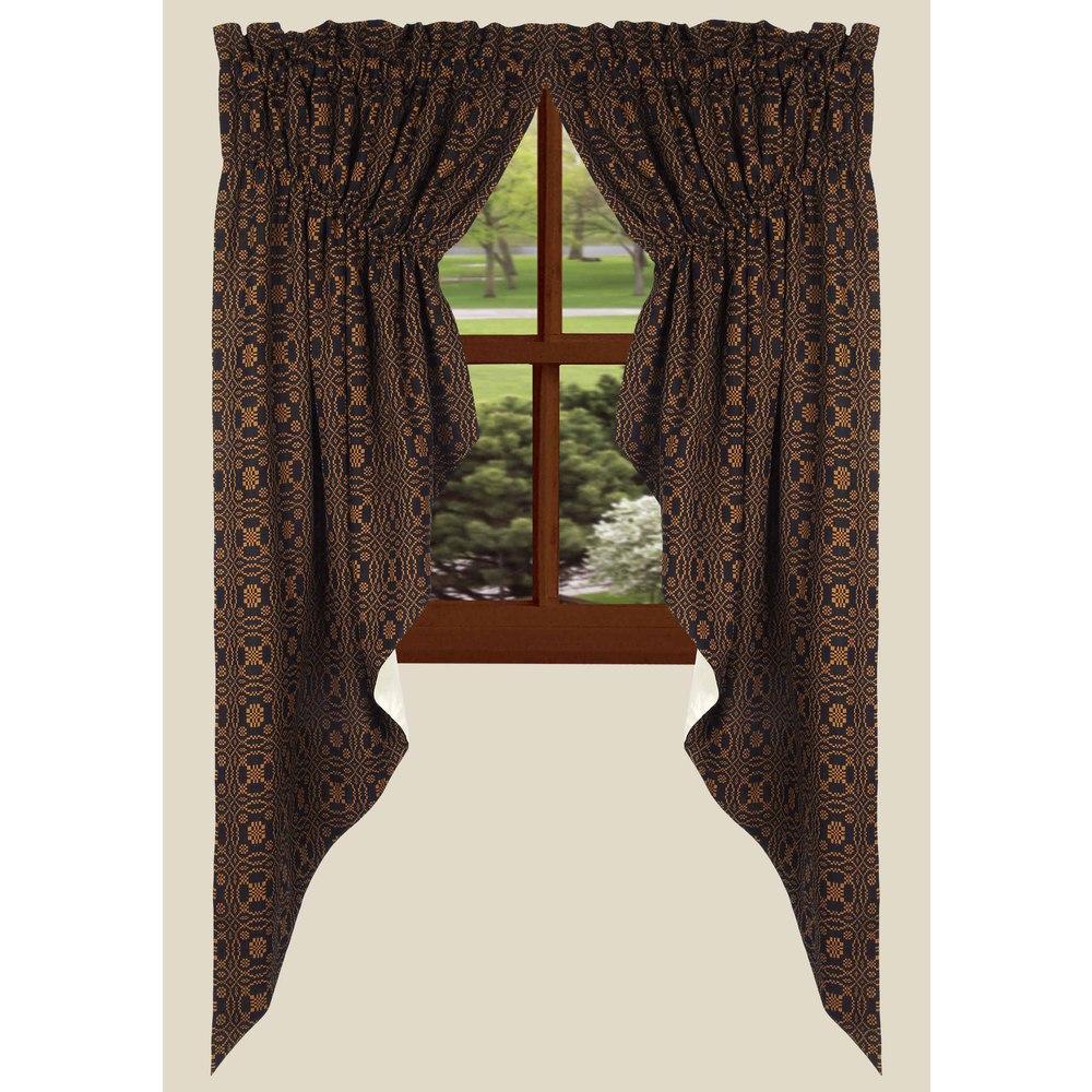 Black - Mustard Lover’???s Knot Jacquard Gathered Swag - Lined - Interiors by Elizabeth