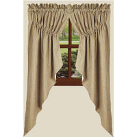 Black-Nutmeg York Ticking Gathered Swag - Lined - Interiors by Elizabeth