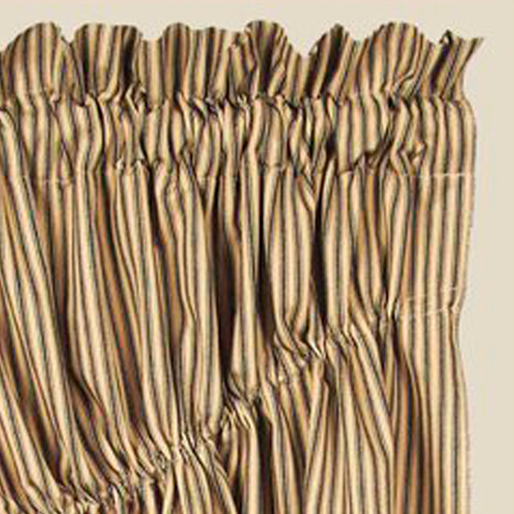 Black Nutmeg York Ticking Gathered Swag Lined - Interiors by Elizabeth