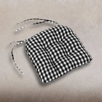 Black-Nutmeg Heritage House Check Black Chair Pad - Interiors by Elizabeth