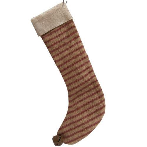 Ticking Stripe Stocking Ornament 9 inch - The Fox Decor