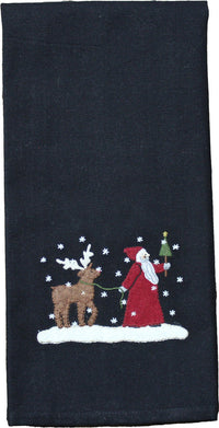 Christmas Friends Black towel  - Interiors by Elizabeth