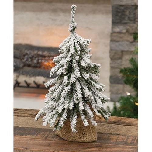 Flocked Mini Downswept Tree With Burlap Base 15 - The Fox Decor