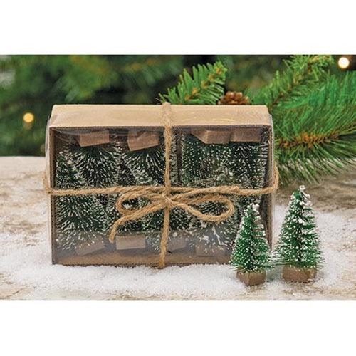 12 Set Mini Snowy Bottle Brush Trees - The Fox Decor