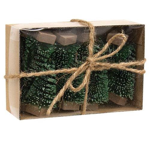 12 Set Mini Frosty Bottle Brush Trees - The Fox Decor