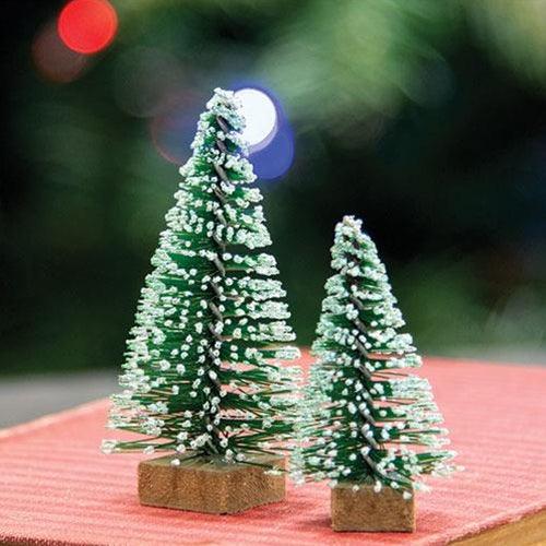 12 Set Mini Frosty Bottle Brush Trees - The Fox Decor
