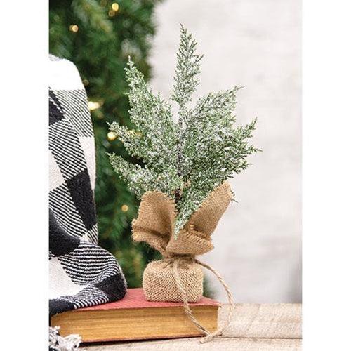 Snowy Mini Cedar Tree w Burlap Base 115 - The Fox Decor