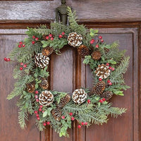 Thumbnail for Frosty Cedar Pinecone & Red Berry Wreath