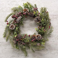 Thumbnail for Frosty Cedar Pinecone & Red Berry Wreath