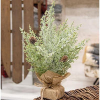 Frosted Woodland Cedar Tree w Burlap Base 12 - The Fox Decor
