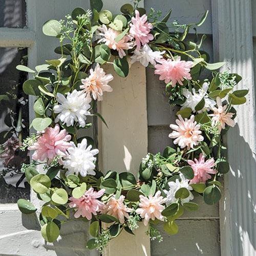 Pink Blush & White Spring Flower & Eucalyptus Wreath - The Fox Decor