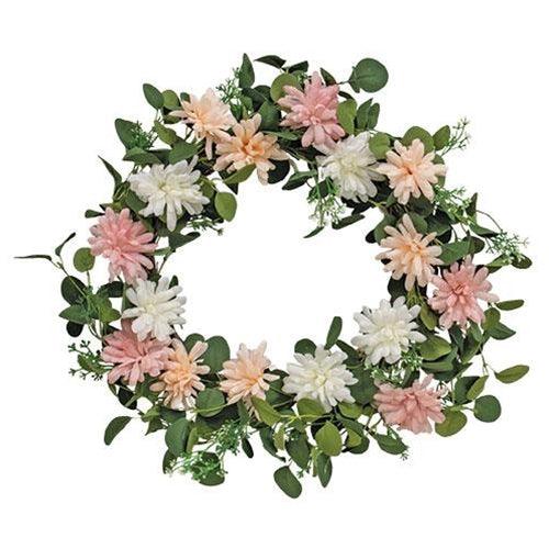 Pink Blush & White Spring Flower & Eucalyptus Wreath - The Fox Decor
