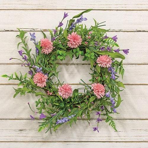 Pink Chrysanthemum & Iris Twig Wreath - The Fox Decor