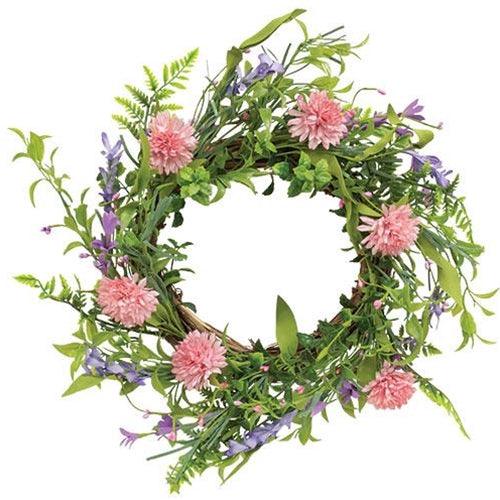 Pink Chrysanthemum & Iris Twig Wreath - The Fox Decor