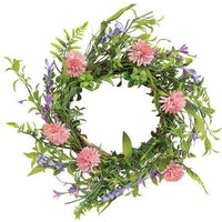 Pink Chrysanthemum & Iris Twig Wreath - The Fox Decor
