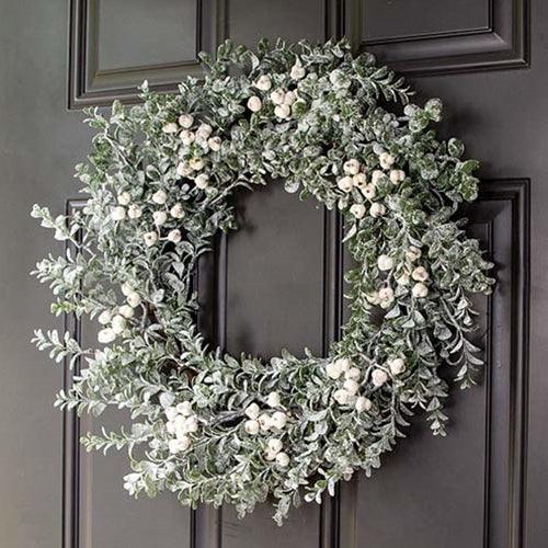 Snow Berries & Icy Boxwood Wreath 22 - The Fox Decor