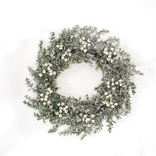 Snow Berries & Icy Boxwood Wreath 22 - The Fox Decor