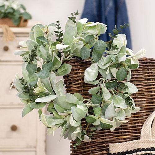Velvet Lamb's Ear & Eucalyptus Candle Ring 65 - The Fox Decor