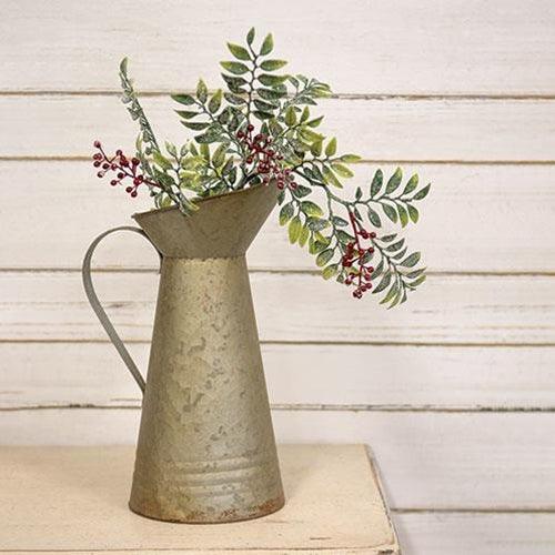 Frosted Laurel Leaf & Red Berry Spray - The Fox Decor