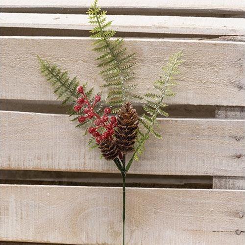 Winter Berry Pinecone & Fern Pick 2 Asstd - The Fox Decor