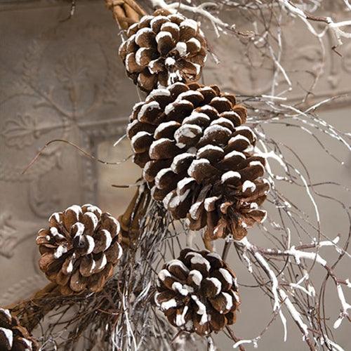 Snow Fallen Twig & Pinecone Wreath 24 - The Fox Decor