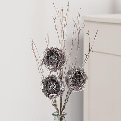 Snow Fallen Branch w Birdnest 34 - The Fox Decor
