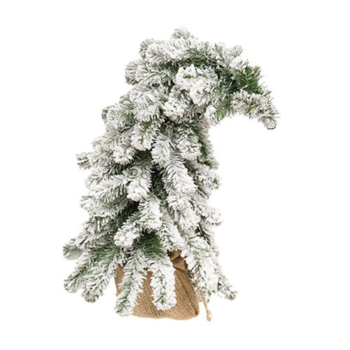 Bendable Flocked Alpine Tree w/Burlap Base, 18" Christmas Whoville Grinch Tree - The Fox Decor