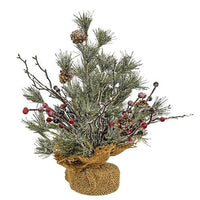 Frosted Tree w Pinecone & Red Berry Small - The Fox Decor