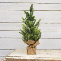 Glittered Pine Tree with Burlap Base 15 - The Fox Decor