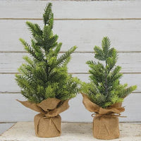 Glittered Pine Tree with Burlap Base 15 - The Fox Decor