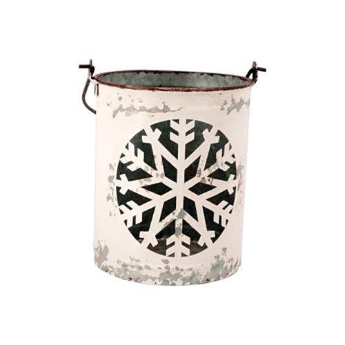 3 Set White Metal Snowflake Bucket - The Fox Decor