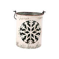 3 Set White Metal Snowflake Bucket - The Fox Decor