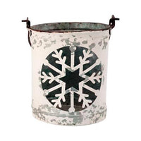 3 Set White Metal Snowflake Bucket - The Fox Decor